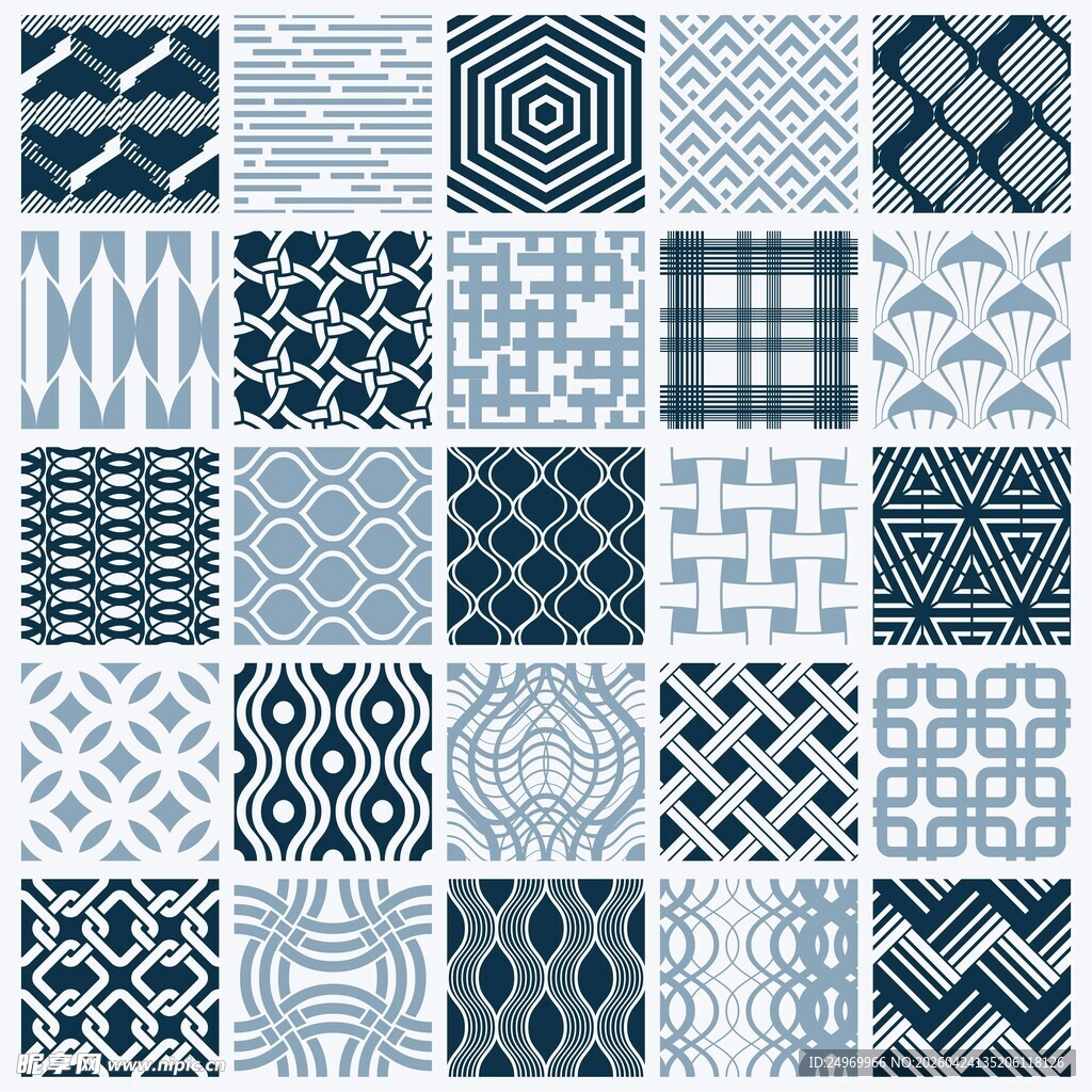 蓝白几何图案纹理集合
