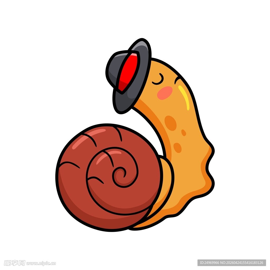 戴帽子的可爱卡通蜗牛