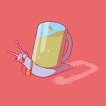 蜗牛畅饮大杯啤酒