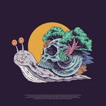 奇幻蜗牛载绿植踏月前行