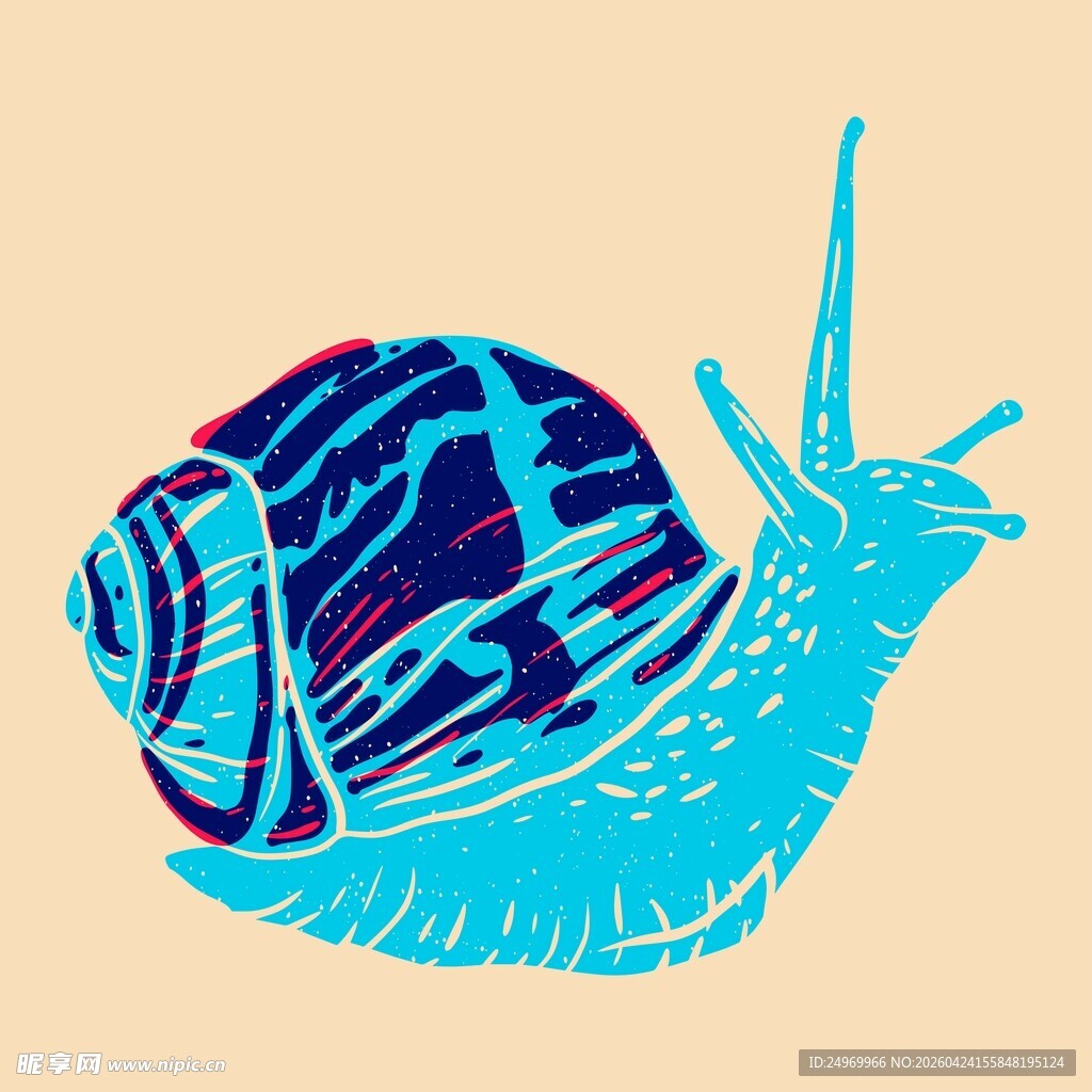 蓝色蜗牛插画