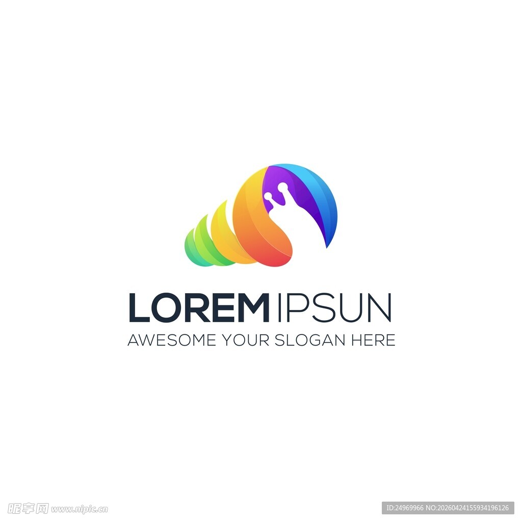 多彩抽象凤凰标志设计