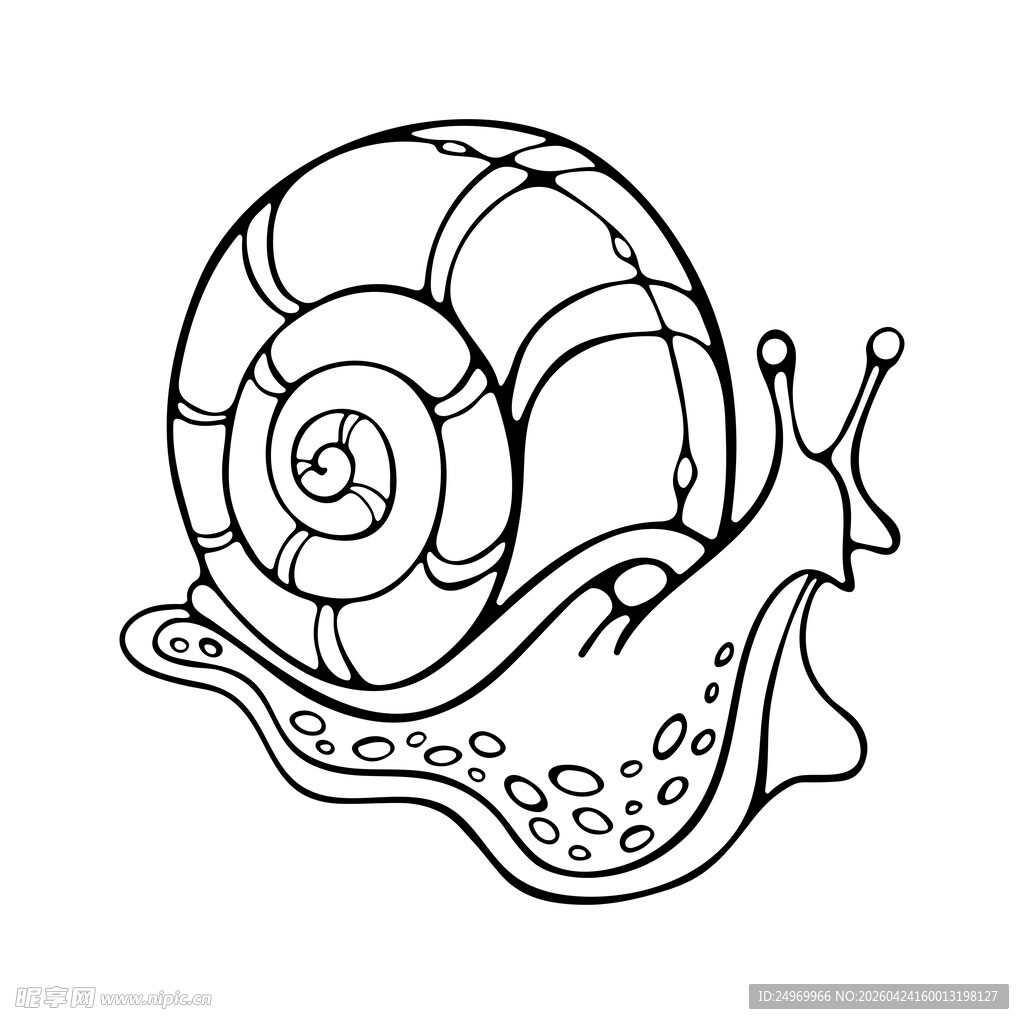 手绘卡通蜗牛简笔画