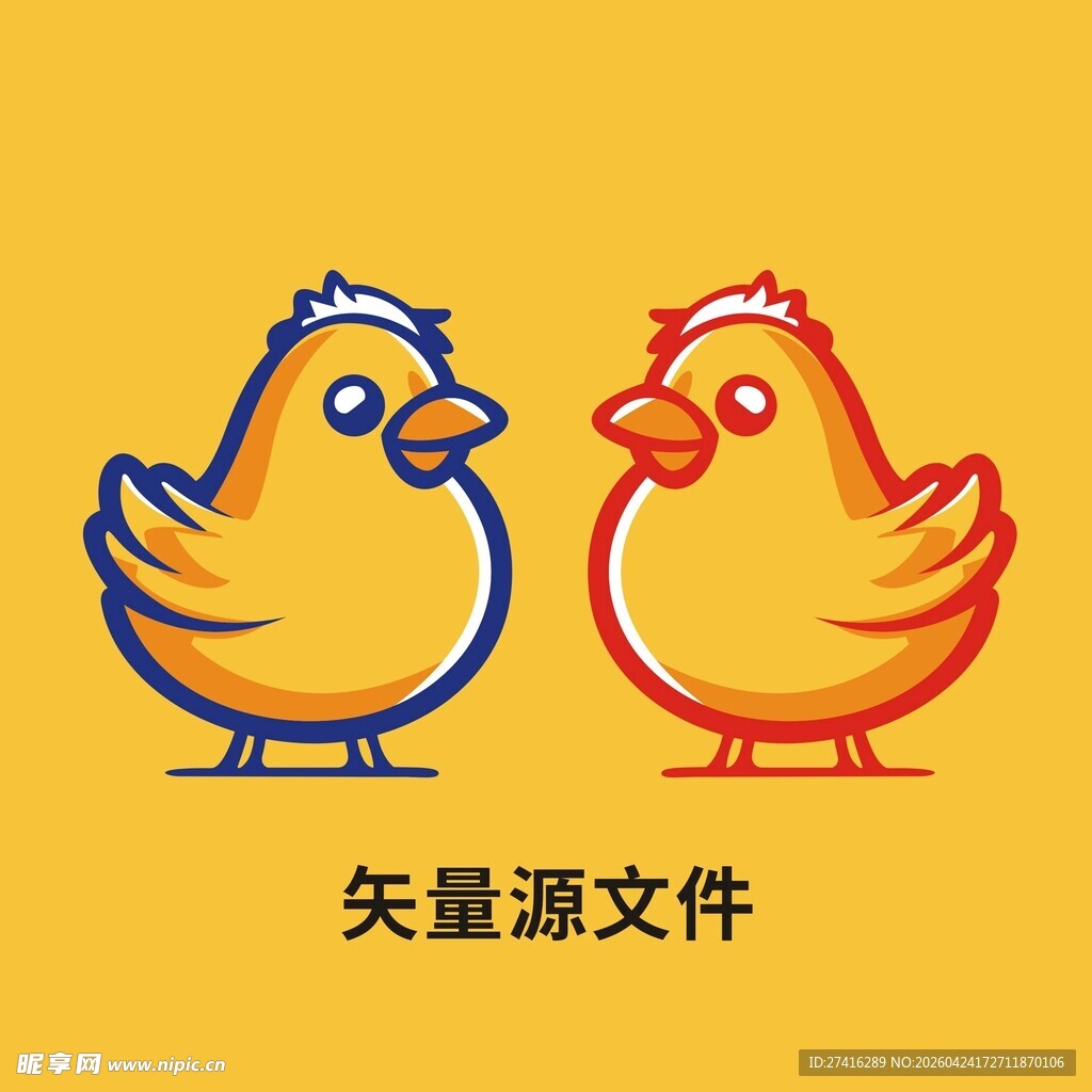 小鸡logo 矢量插画
