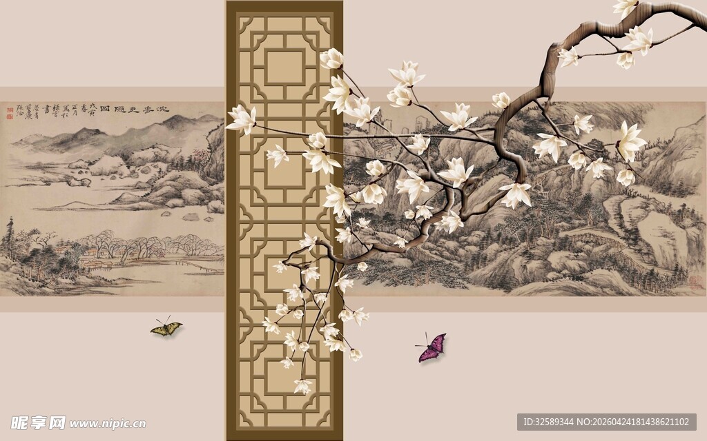中式花鸟意境装饰画