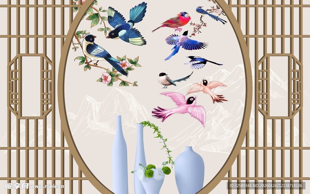 中式花鸟装饰图案