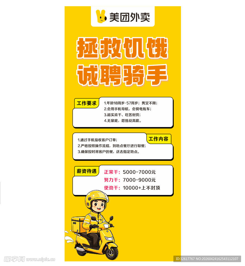 美团外卖招聘骑手