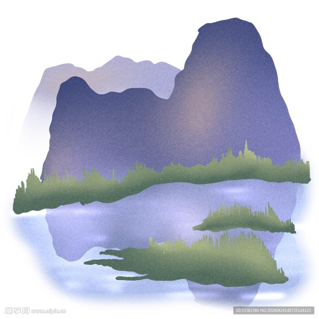 水墨山水风景插画