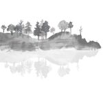 水墨风山林倒影景观图