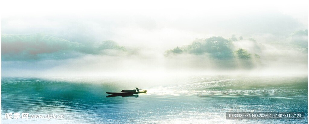 海上孤舟云影相伴