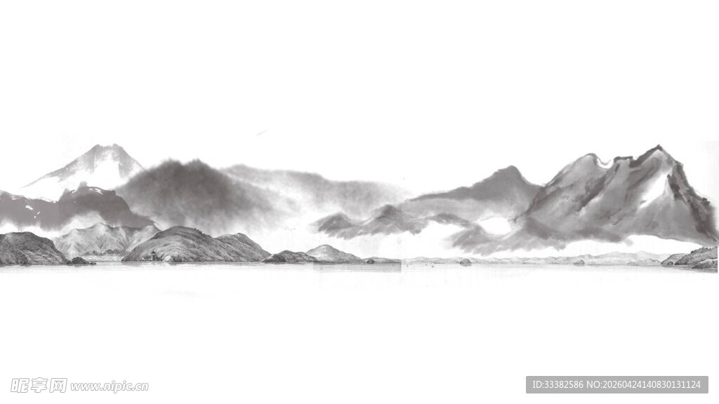 水墨风格山水风景图