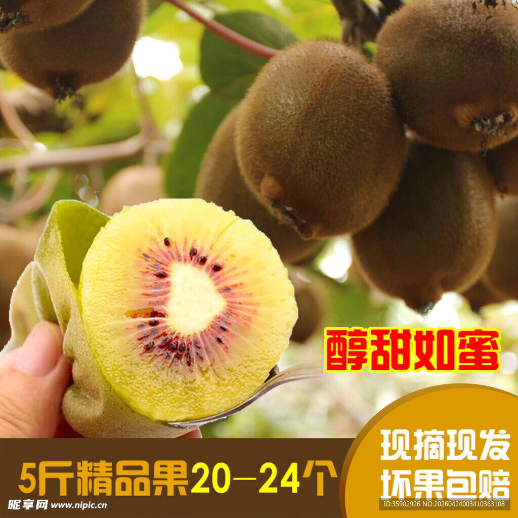 新鲜红心猕猴桃香甜多汁