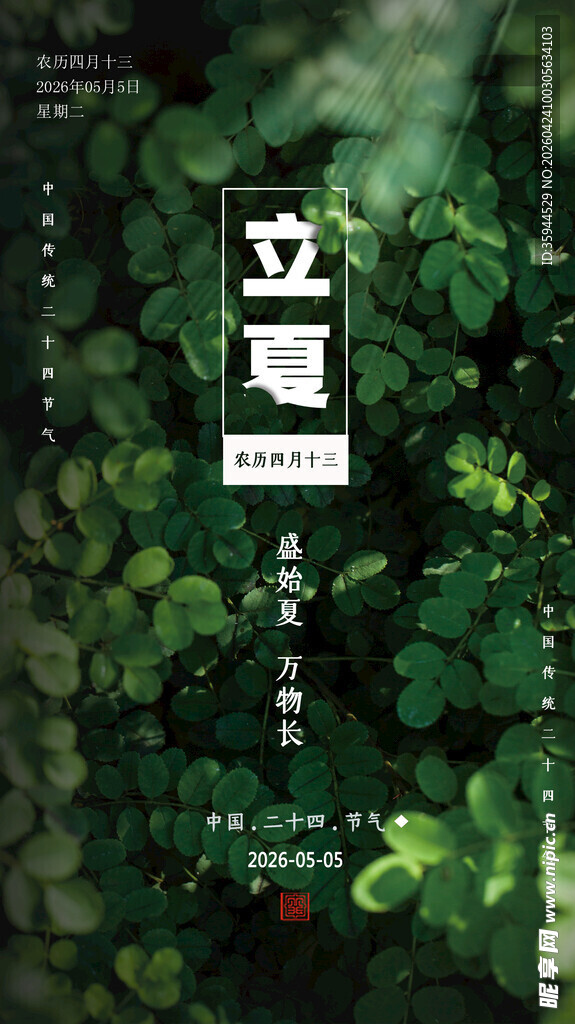 立夏时节绿植海报