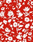 红色底白色花卉图案