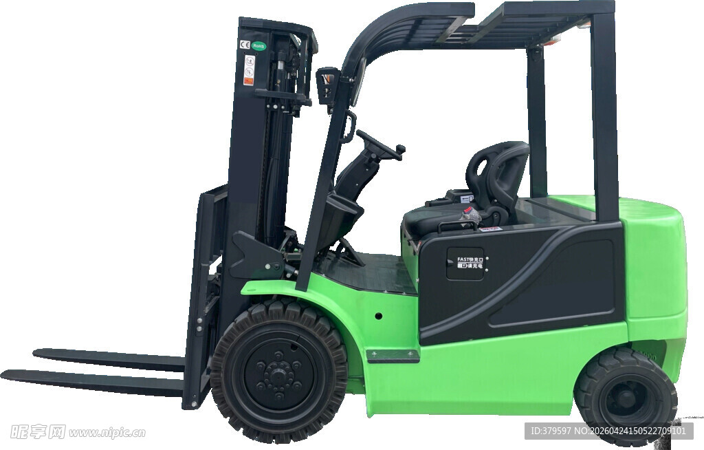 绿色电动叉车设备展示