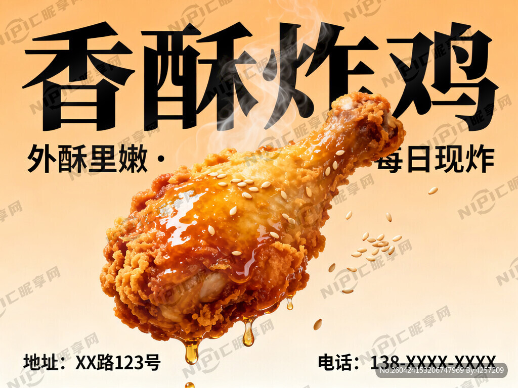 做一幅油炸鸡腿的店招广告