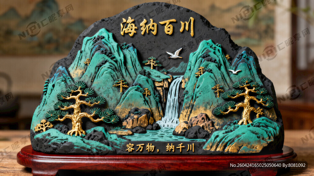 山形炭雕 青绿山水风格 中国风