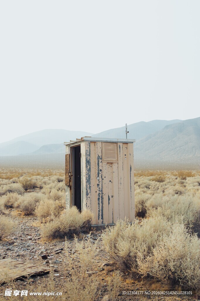 荒野中的简易木质小棚