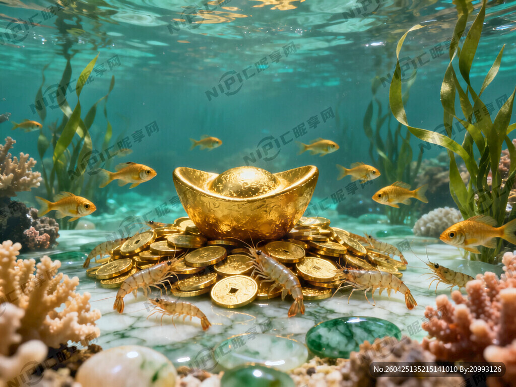 清澈的水下 黄金色的游鱼