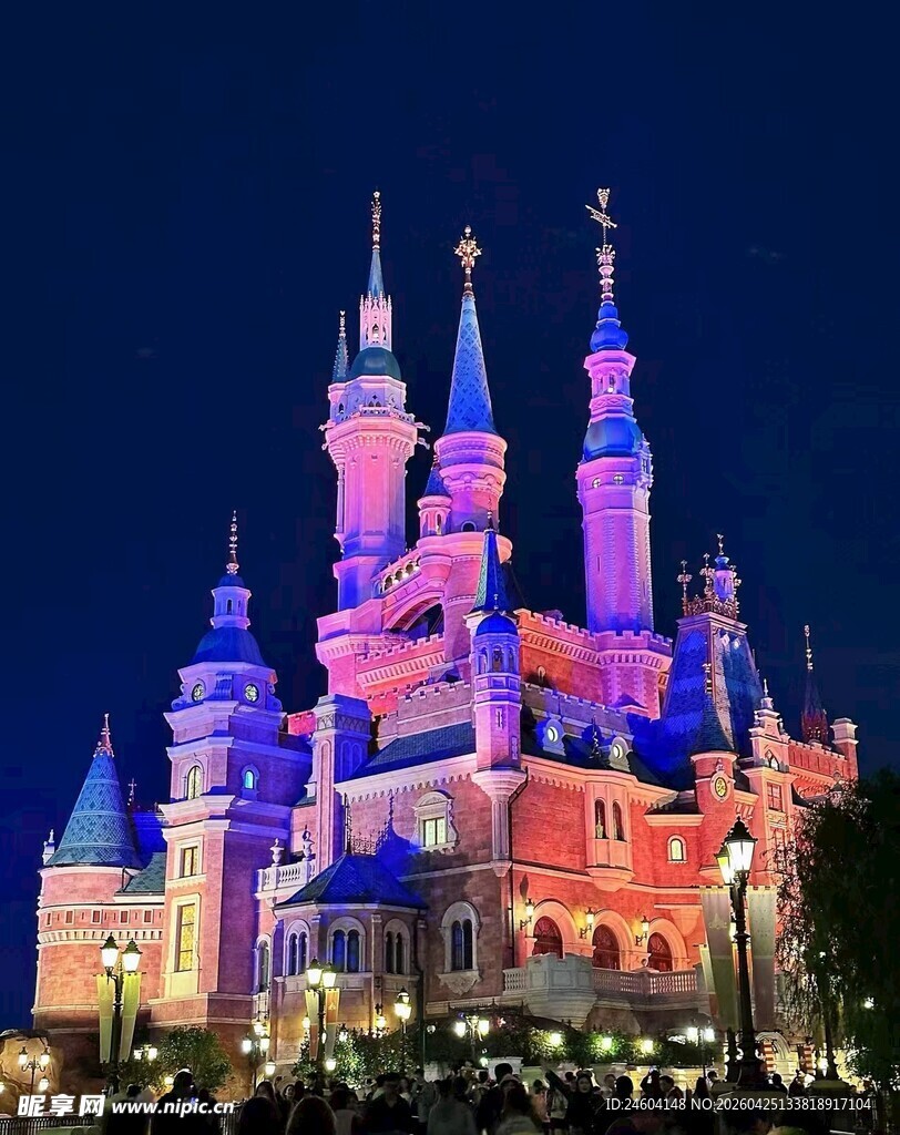 梦幻迪士尼城堡夜景灯光秀