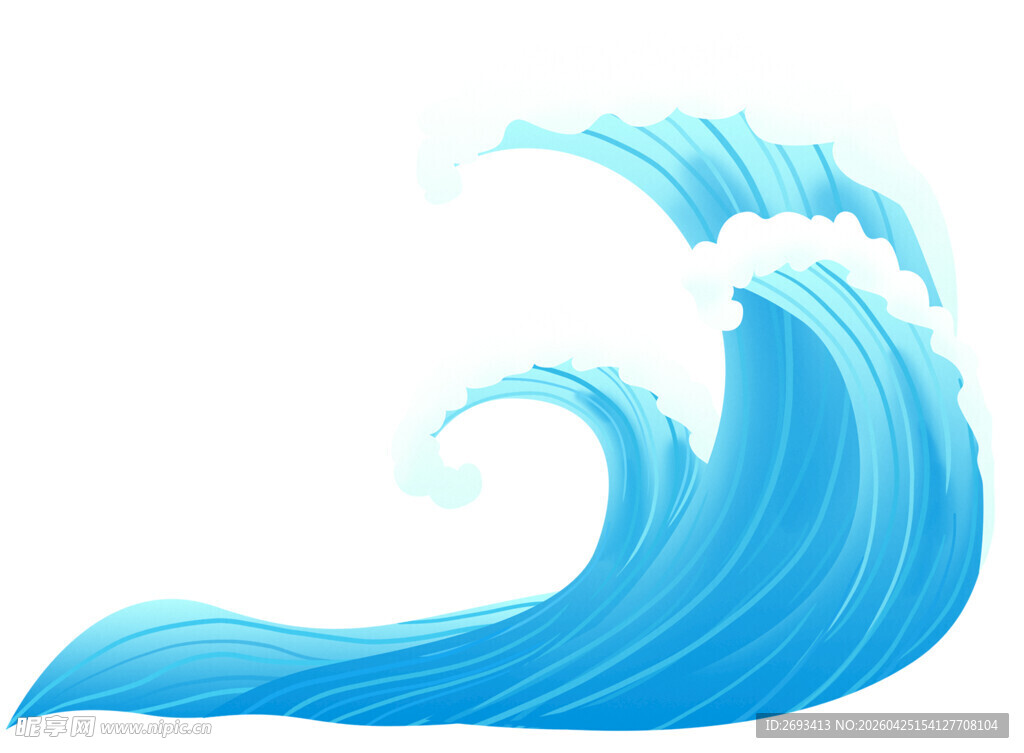 蓝色海浪插画