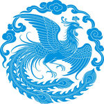 蓝色凤凰中式传统图案