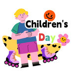 扁平风线条六一儿童节小男孩