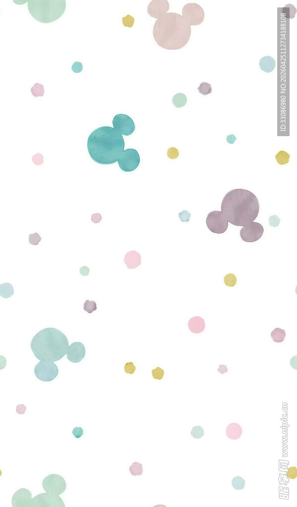 米奇图案多彩波点背景