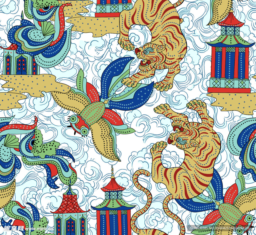 传统中式瑞兽建筑图案