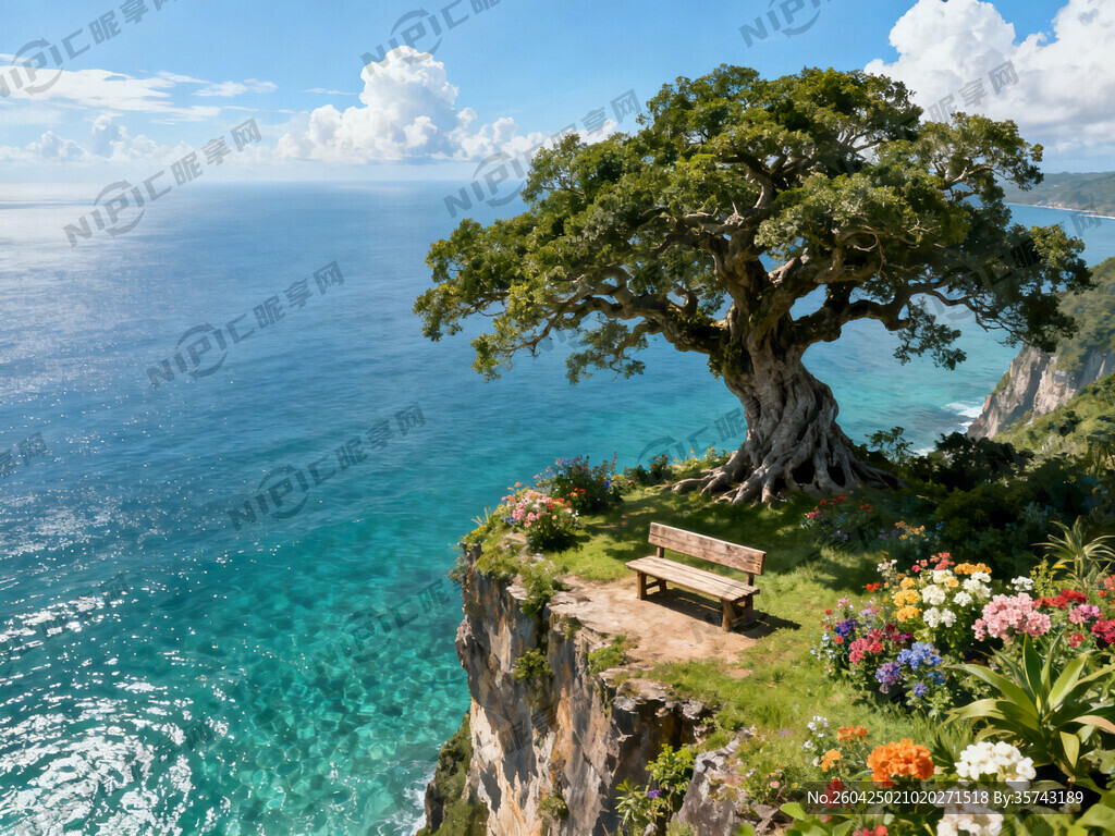 苍天古榕树大下 大海悬崖边