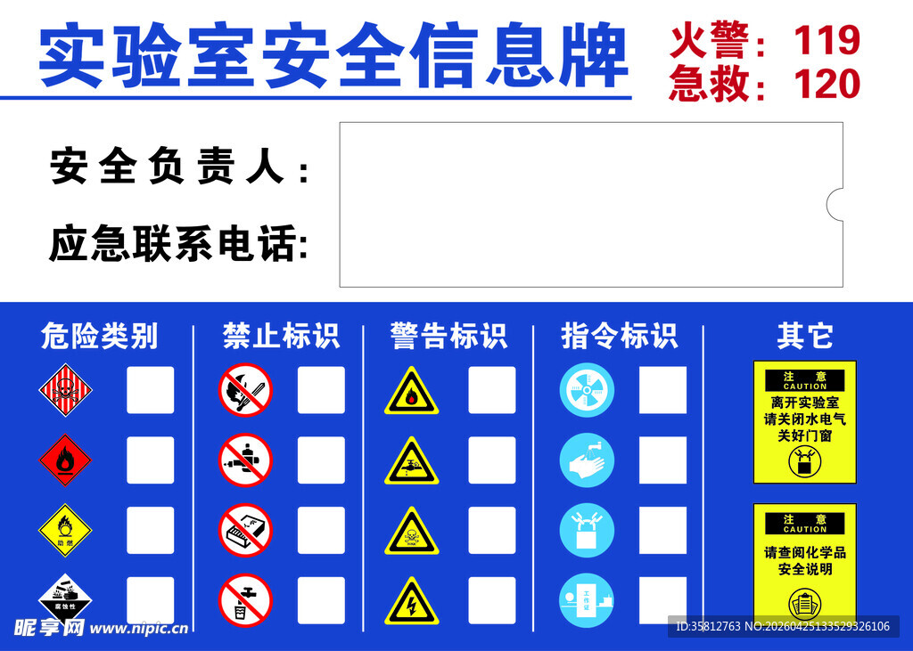 实验室安全信息牌