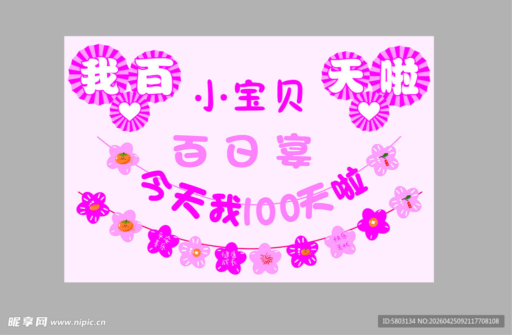 宝宝百日宴欢迎牌