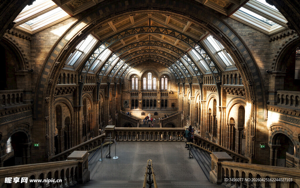 宏伟拱形图书馆内部景观