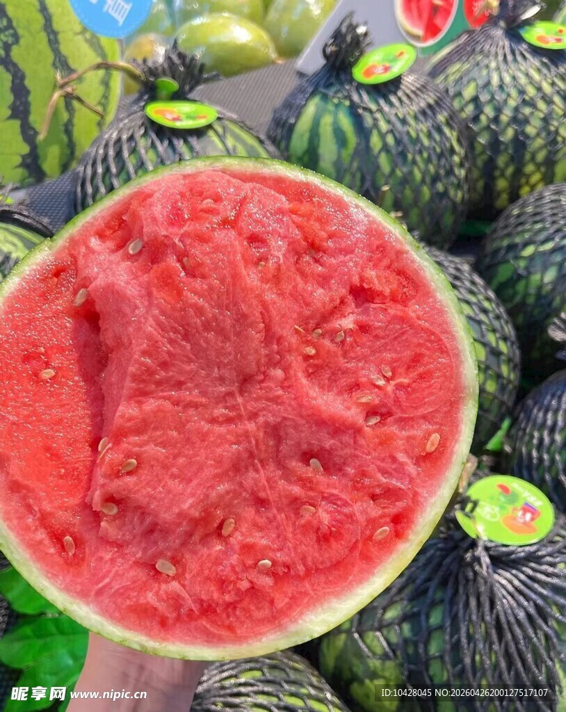 新鲜采摘的麒麟西瓜