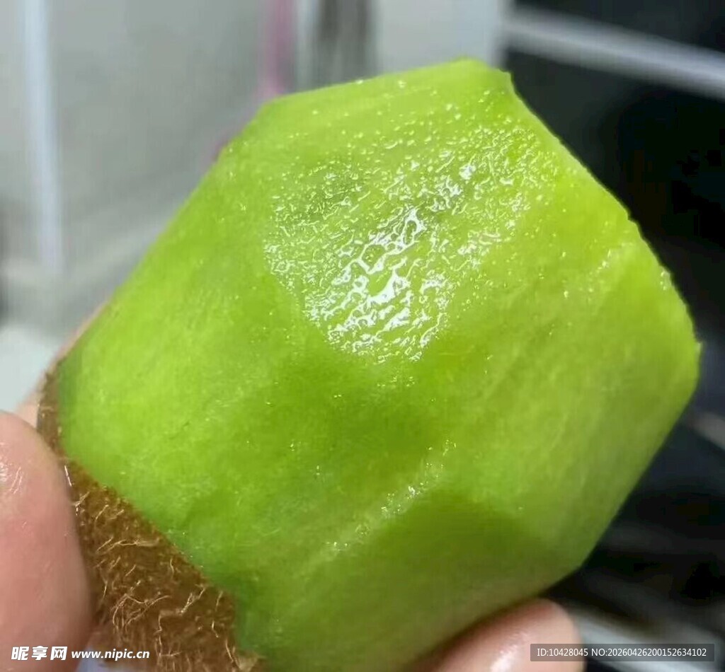 手捧鲜绿切块猕猴桃