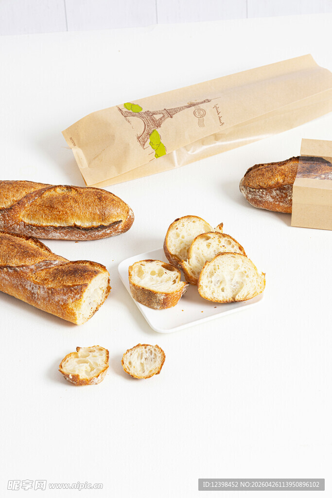 美味法棍面包切片展示