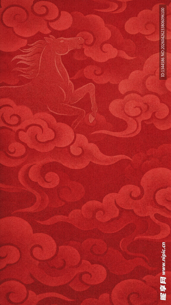 红色中式云纹传统图案