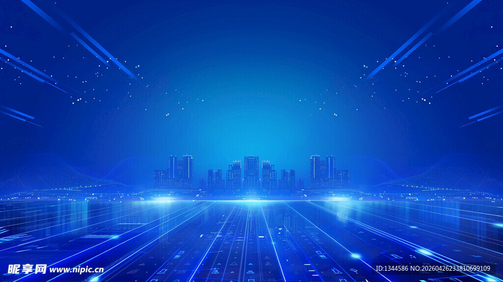 科技感蓝色未来城市背景