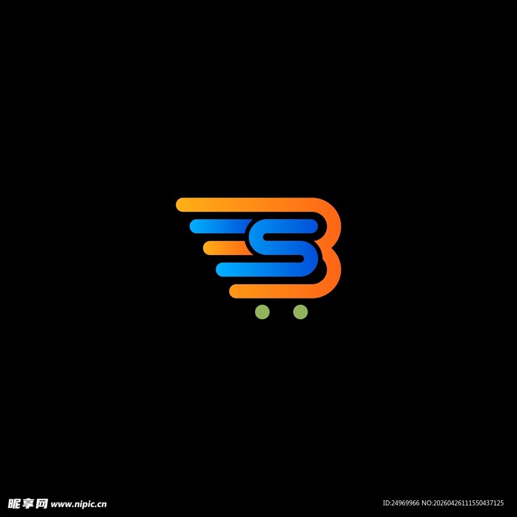 动感字母B标志设计