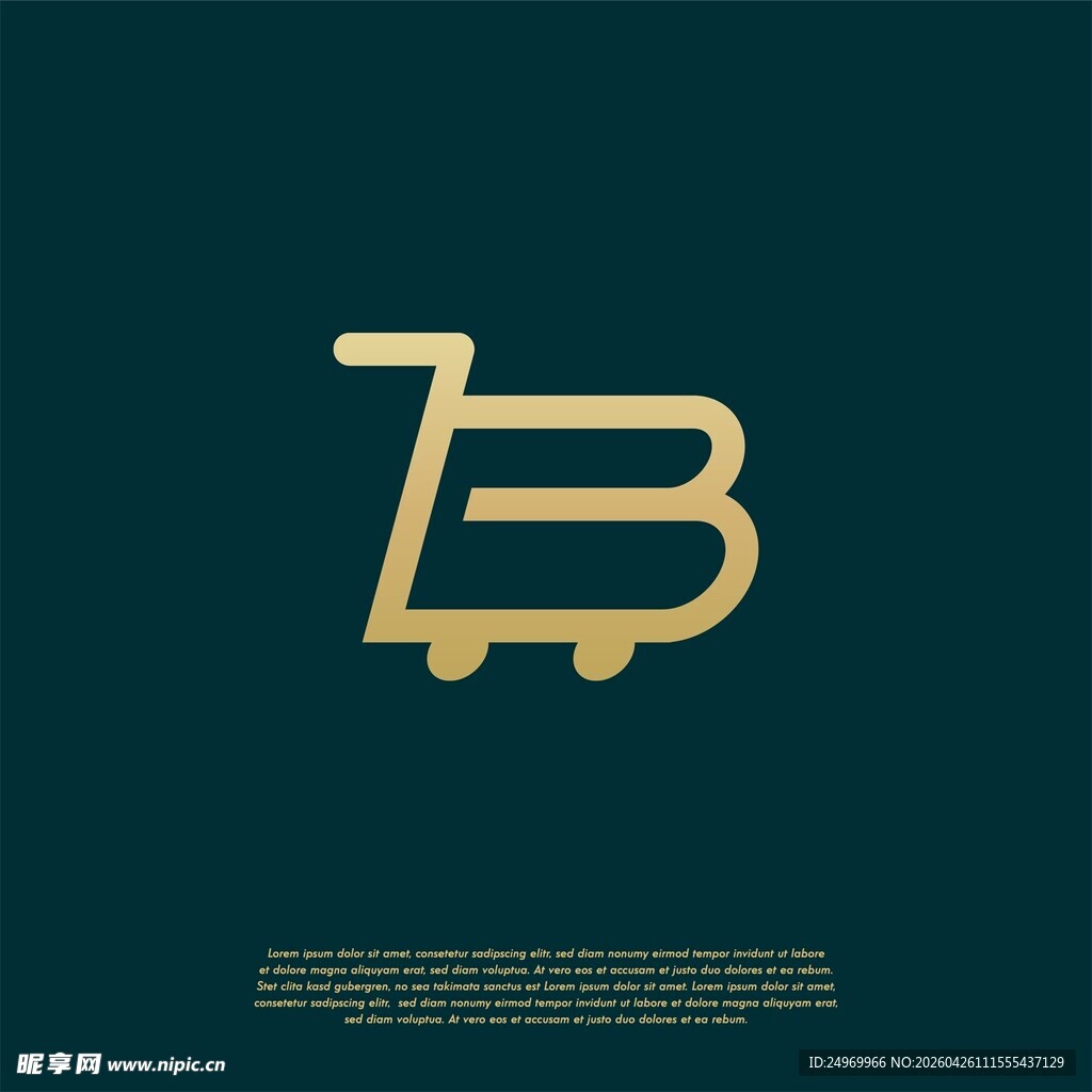 金色带轮字母ZB标志设计