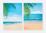 夏日海滩风景插画