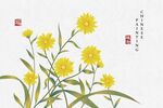 中式风绽放的黄色花卉