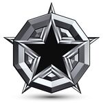 金属质感五角星几何图标