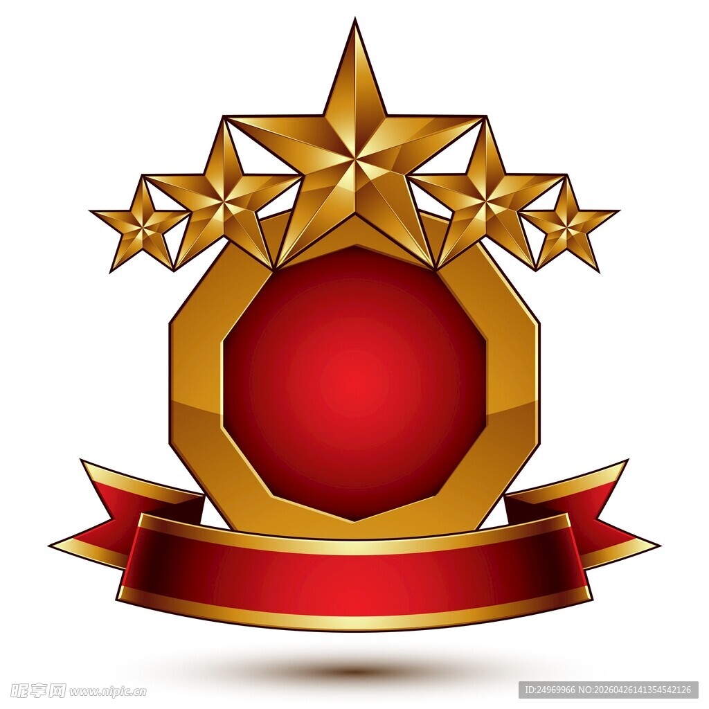 金色星镶红徽标