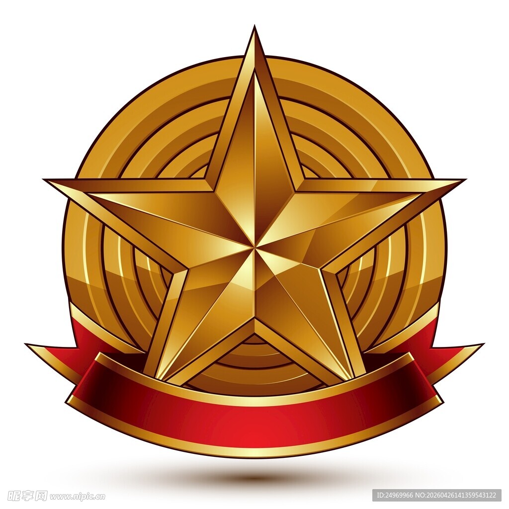 金色星形勋章图标