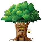 童话风树洞小屋插画