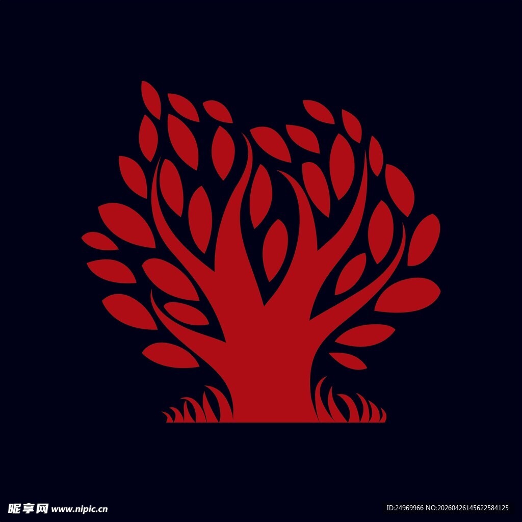 红色心形树图案设计