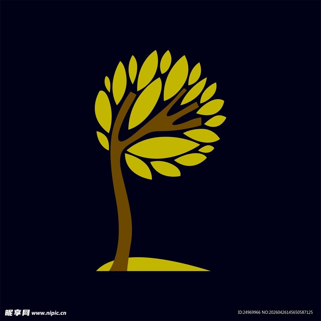 简约黄色树木图标