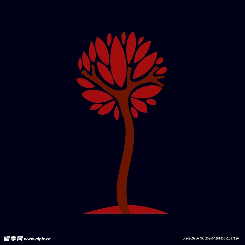 红色抽象艺术树形象