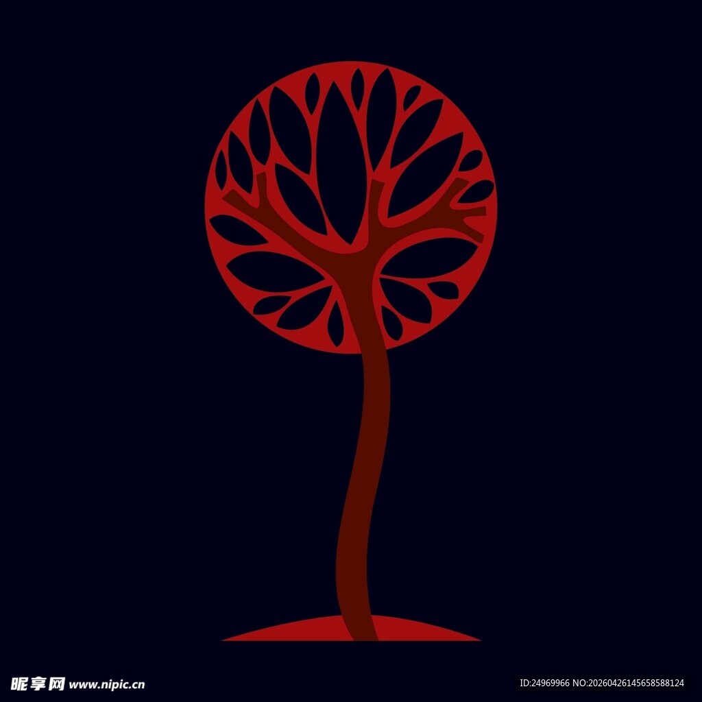 红色抽象树形图案